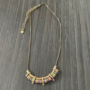 Gold Stella & Dot multi colour Aztec necklace